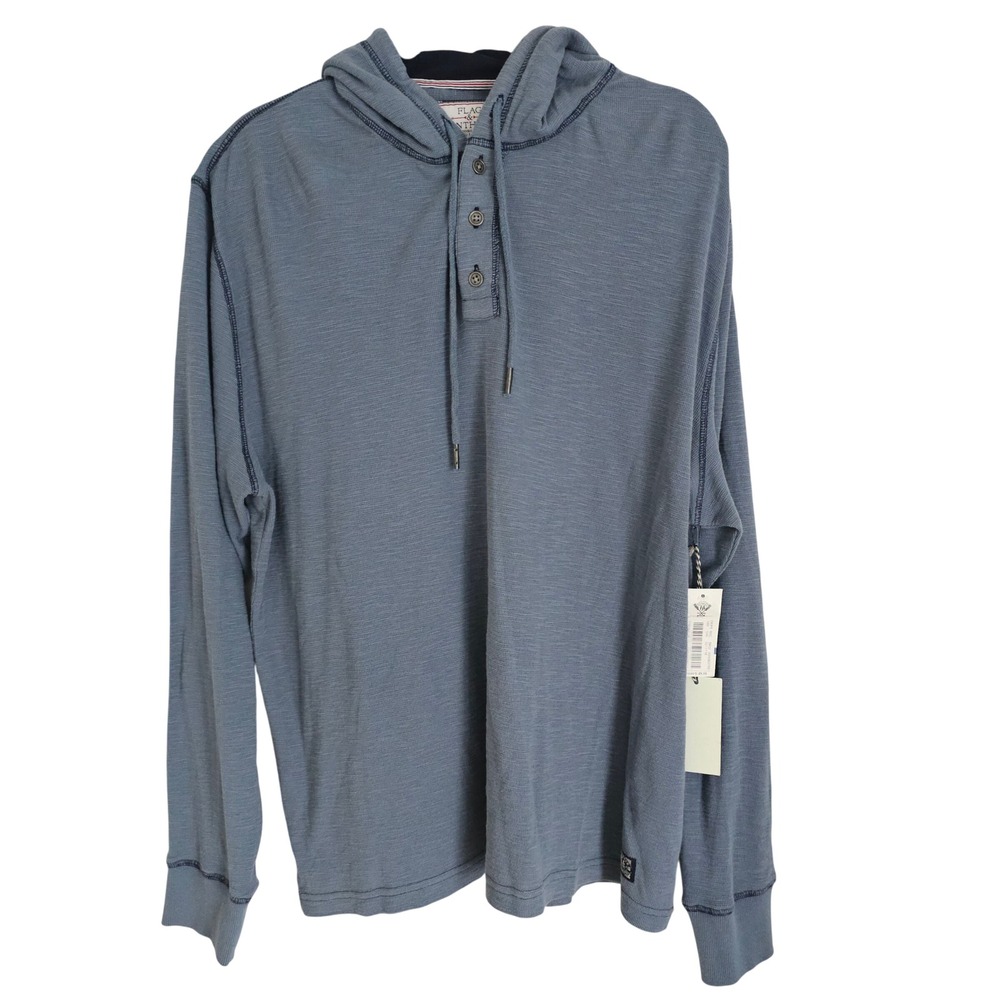 Flag‎ & Anthem Mens XL Blue Knit Henley Hoodie Long Sleeve Shirt NWT Gorpcore